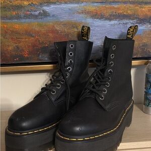 Dr. Martens Black Platform Combat Boots